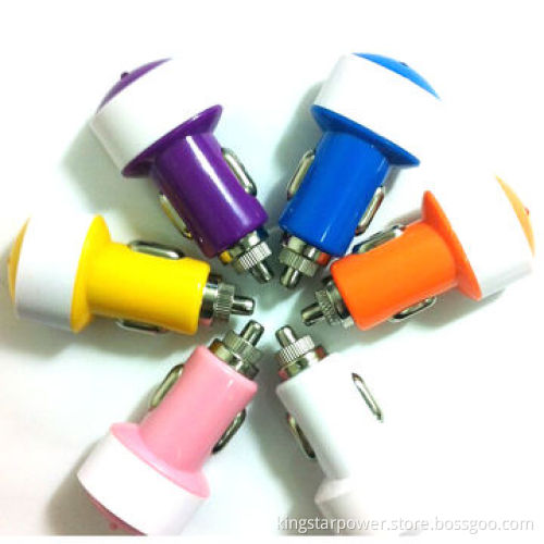 Mini USB car charger for mobile phone, 5V 1A, contrasting dual color